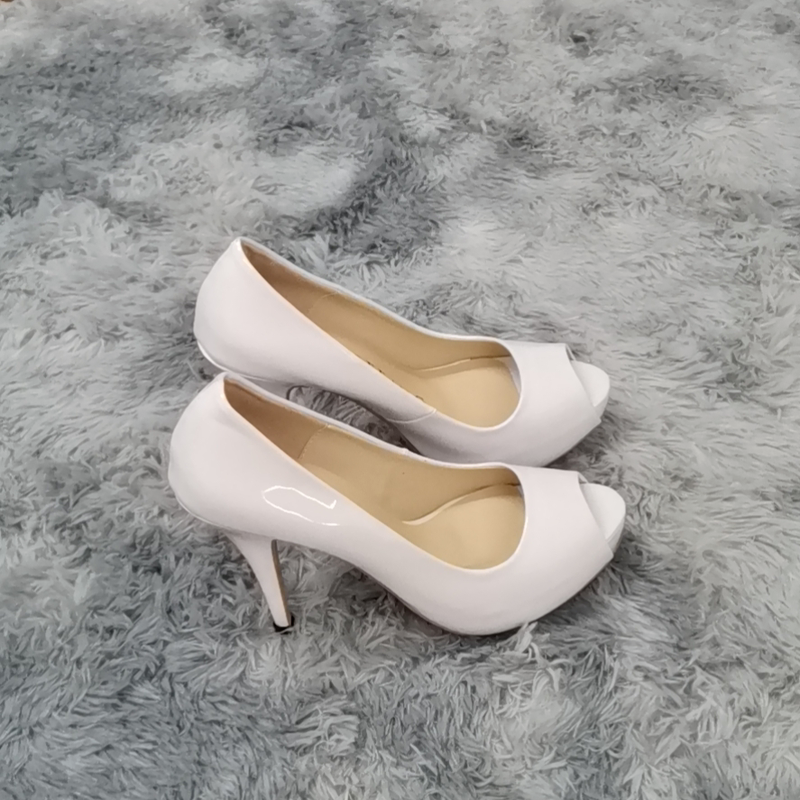 Women Pumps Sexy Open Toe 12cm Thin Heel Platform Patent Leather High Heels Gladiator Party Dress Wedding Shoes