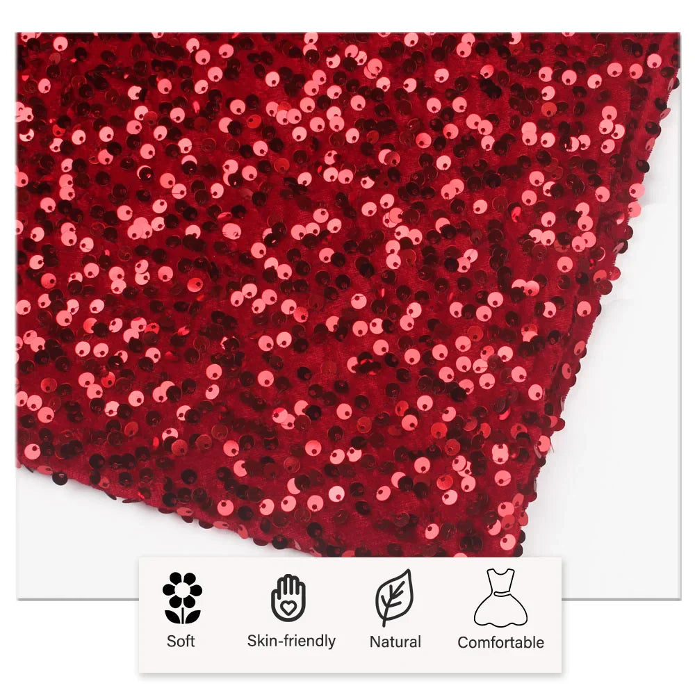 Red Sequin Strapless Cocktail Prom Dresses Stretch Velvet Sexy Slit Leg Paded Backless Mermaid Formal Evening Dress 2025