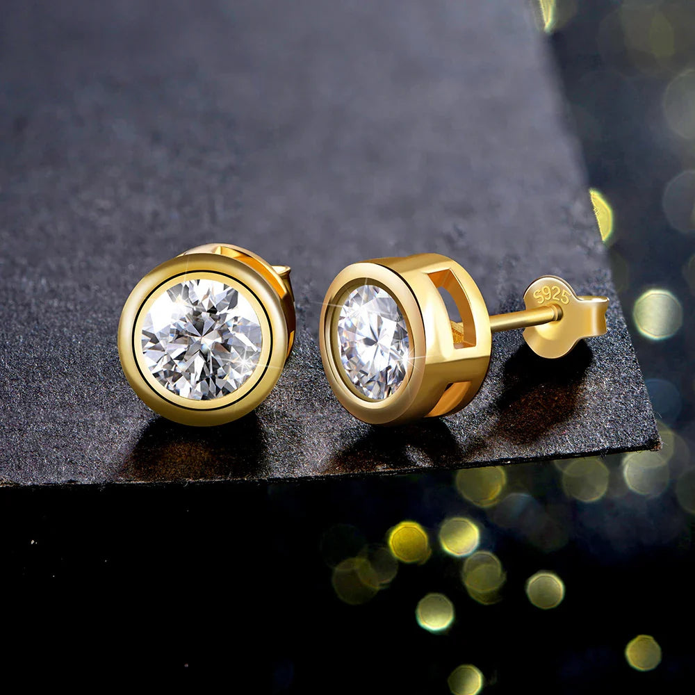 Real 2 Carat D Color Moissanite Earrings 로듐 For Women Gold Color 100% 925 Sterling Silver Sparkling Fine Jewelry