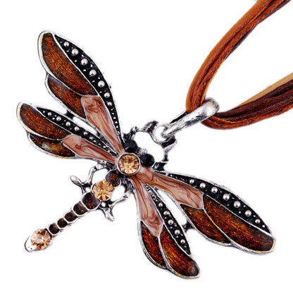 ParagraphWomen Crystal Dragonfly Ribbon Casual Pendant Necklace For Women Ewelry 2024 Gifts