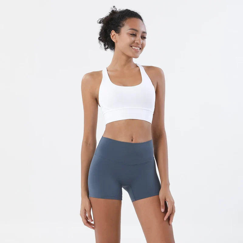 SOISOU Gym Womens Clothing Shorts Sets Yoga Women's Tracksuit Sexy Bra High Waist Short Sportwear Elastic Set Woman 2 Pieces