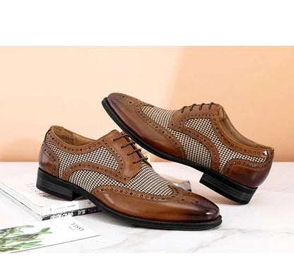 Men's Dress Shoes Leather Ventilation Lace-Up Fashion Bullock Men Shoes Formal Business Casual Spring Summer New