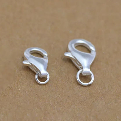 2pcs Real Pure Solid 925 Sterling Silver Lobster Spring Clasps with Ring Hook Claw Buckle Connector Jewelry Making Findings