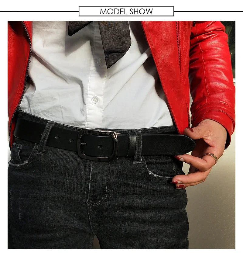 3.2cm Genuine Leather Belt for Women Natural Cowhide Metal Buckle Casual Jeans Trousers Belt Female Waistband Gifts