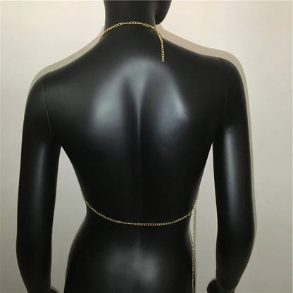 Women Solid Sequined Metal Camis Top 2025 Sexy Halter Backless V Strappy Party Nightclub Vest Cropped Tops