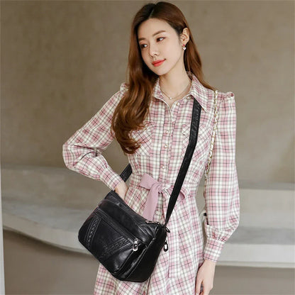 Fashion All-match Solid Color Messenger Bag High Capacity Womens Shoulder Bags 2021 New High Quality Pu Leather Women Handbag