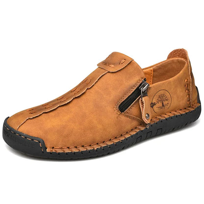 Handmade Leather Men Shoes Casual Slip On Loafers Breathable Leather Shoes Men FlatsTooling Shoes Plus Size