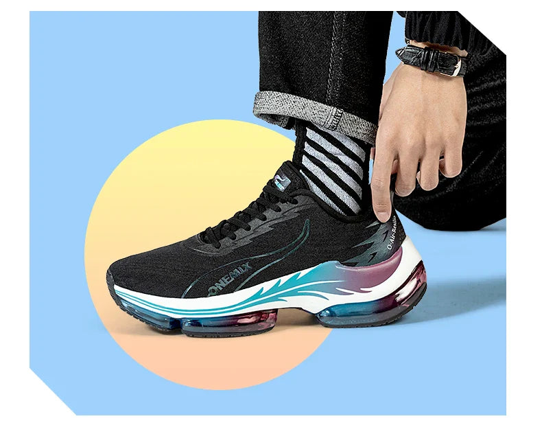 Tênis de Corrida Masculino ONEMIX com Amortecimento de Ar, Tênis Esportivo Respirável de Malha para Uso Externo, Aumento de Altura, Calçado de Caminhada, Tamanhos EU 35-47