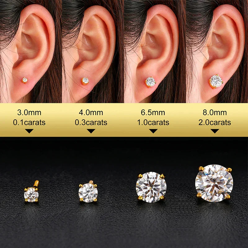 Unisex Classic Round Moissanite Earring For Women Jewelry 5MM/6MM/7/MM Silver 925 Fashion Earrings Women Gift