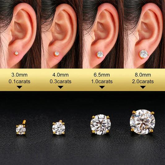 Unisex Classic Round Moissanite Earring For Women Jewelry 5MM/6MM/7/MM Silver 925 Fashion Earrings Women Gift