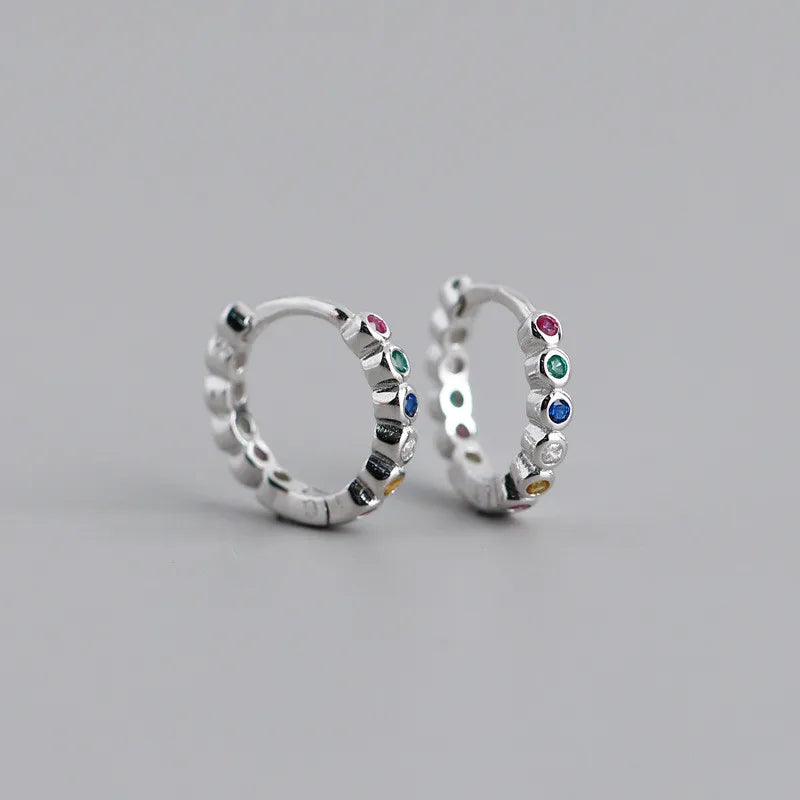 Real 100% 925 Sterling Silver Punk Hip-Hop Link Chain Gothic Studs Earrings for Fashion Women Jewelry Accessories 2022