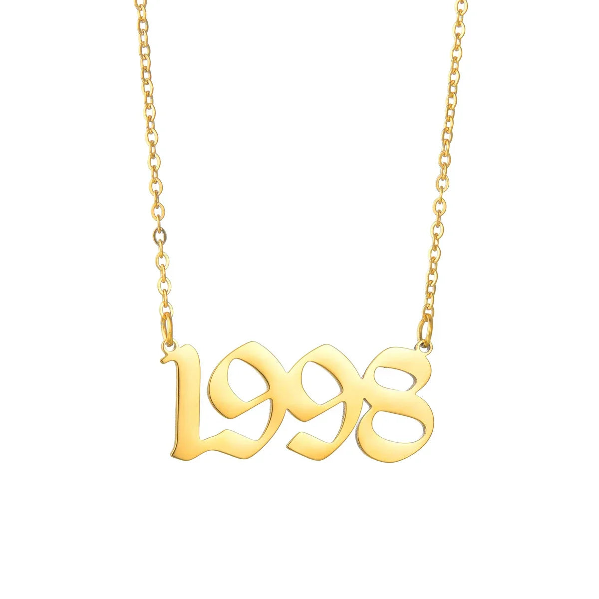 Stainless Steel Birth Year Necklaces For Women Men Gold Silver Color Neck Chain Choker Male Female Pendant Necklace Jewelry
