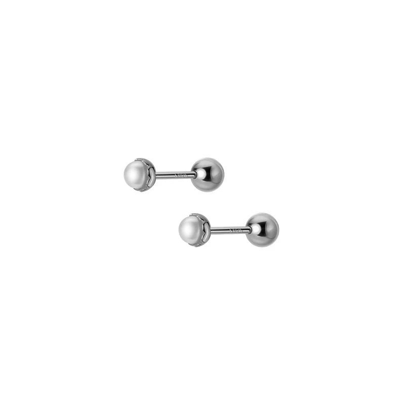 925 Sterling Silver Simple Sweet Shell Spiral Beads Small Stud Earrings for Women Fashion Korean Party Piercing Jewelry