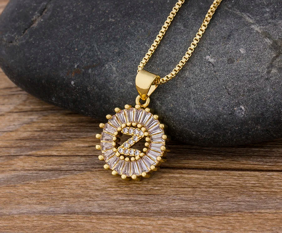 2 Colors Initial Letter Pendant 26 Letters Charm Name Necklace Top Quality Copper Zircon Jewelry Birthday Gift