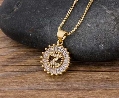 2 Colors Initial Letter Pendant 26 Letters Charm Name Necklace Top Quality Copper Zircon Jewelry Birthday Gift