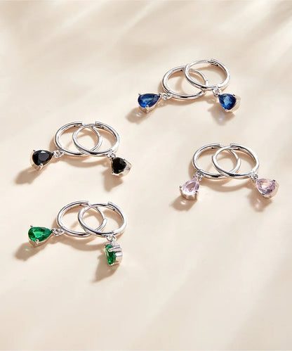Silver Green Water Drop Earrings 925 Sterling Silver 4 Colors Drop Shape Earring for Women Statement  Jewelry