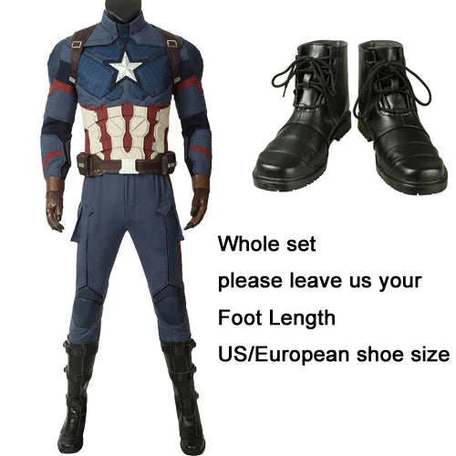 Captain Steven Rogers Cosplay Costume Adult Superhero Battle Uniform Costume Halloween Carnival Suits With Boots