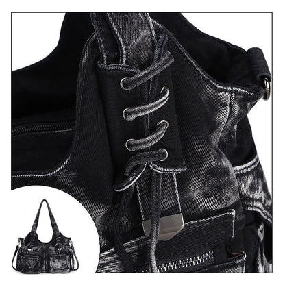 Women's Denim Bag Y2K Vintage Blue Jean Purse and Handbags Crossbody Shoulder Wallet Large Capacity
