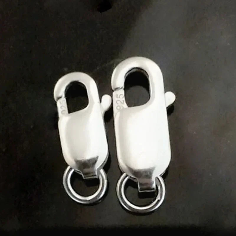 2pcs Real Pure Solid 925 Sterling Silver Lobster Clasp Hook Claw Buckle With Close Sealed Ring Connector Jewelry Findings