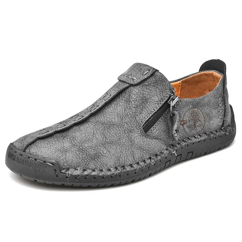 Handmade Leather Men Shoes Casual Slip On Loafers Breathable Leather Shoes Men FlatsTooling Shoes Plus Size
