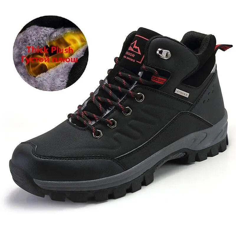 Brand Winter Men's Boots Warm Men's Snow Boots High Quality Leather Men Sneakers Outdoor Men Hiking Boots Work Shoes Size 39-46