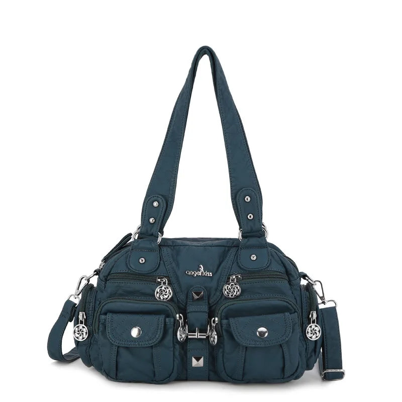Women Small Handbags Satchel Top-handle Handbag PU Shoulder Bag 8”x11” Dumpling Pack Multi-pockets Shoulder Bag