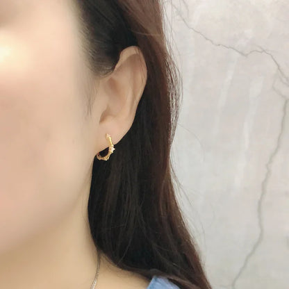 925 Sterling Silver Earring Colorful Dripping Oil Material Ear Ring Ear Buckle Rhombus Shape Trend Wild Girl Women Boy Ear Jewel