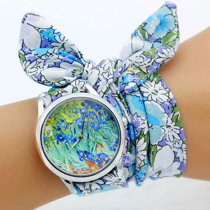New Ladies Cloth Wristwatch Fashion Women Dress Watch High Quality Silver  Quartz Watch Sweet Girls Watch Fabric Clock