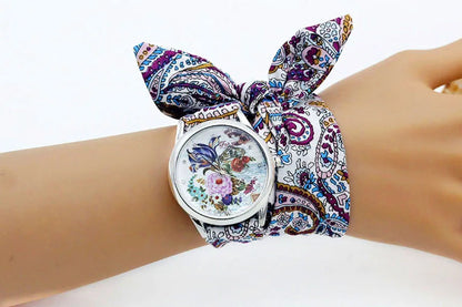 New Ladies Cloth Wristwatch Fashion Women Dress Watch High Quality Silver  Quartz Watch Sweet Girls Watch Fabric Clock