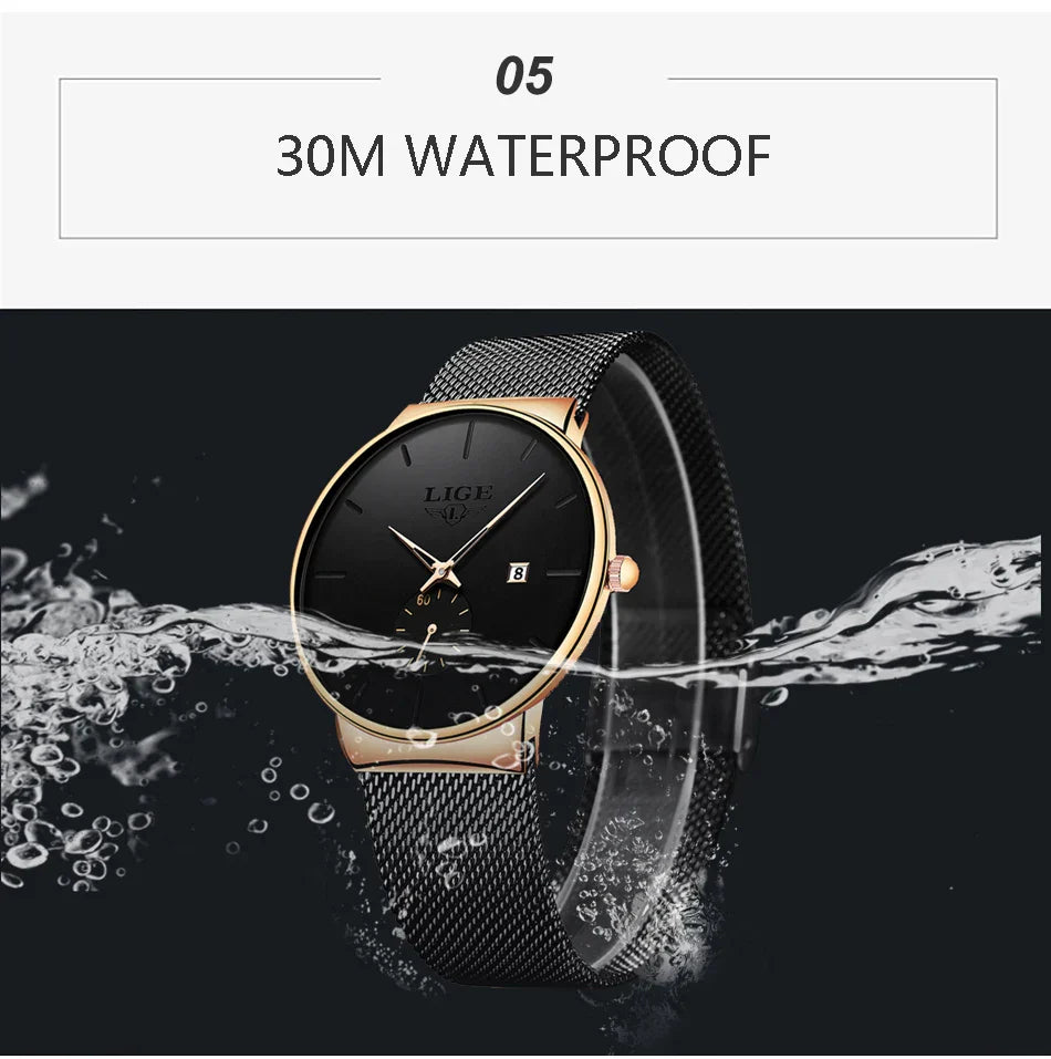 Ultra Thin Fashion Casual Ladies Watches Elegant Luxury Waterproof Business Quartz Watch for Women Gift Auto Calendar Clock