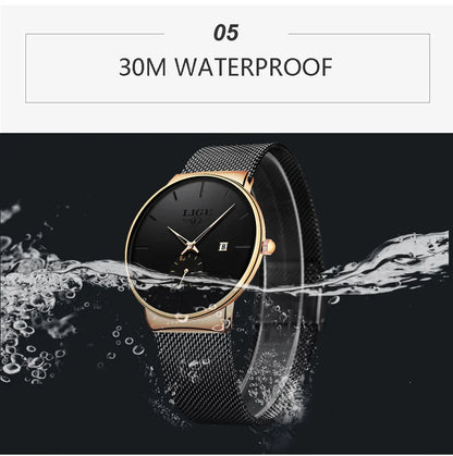 Ultra Thin Fashion Casual Ladies Watches Elegant Luxury Waterproof Business Quartz Watch for Women Gift Auto Calendar Clock