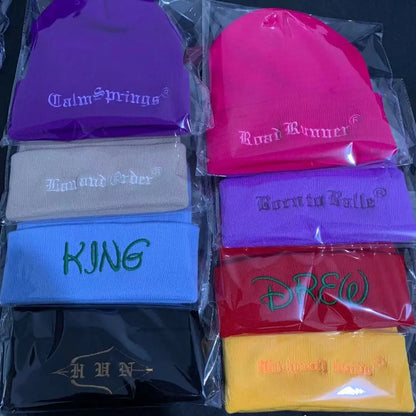 Personalized Custom Beanie Embroidery Text Name Design Logo Winter Hat for Men Women Knitted Cap