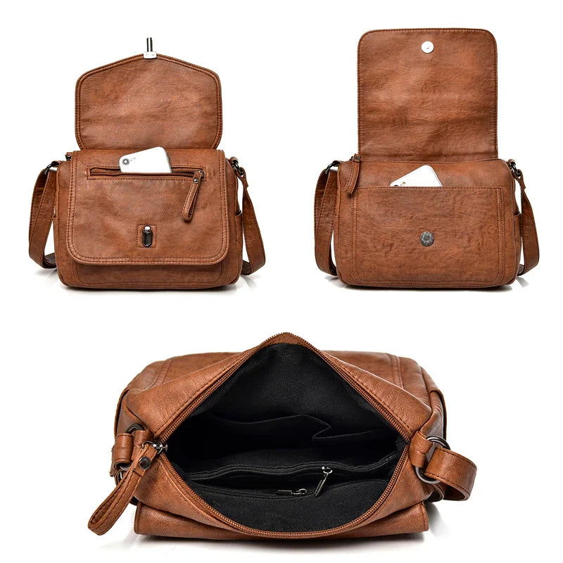 Vintage Shoulder Messenger Bags For Women 2024 New Purses And Handbags Soft Leather Crossbody Bags Casual Small Tote Bag Bolsos