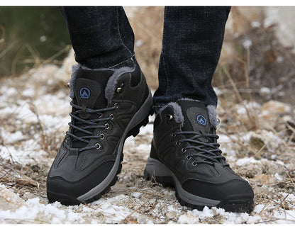 Brand Winter Men's Boots Warm Men's Snow Boots High Quality Leather Waterproof Men Sneakers Outdoor Men Hiking Boots Work Shoes