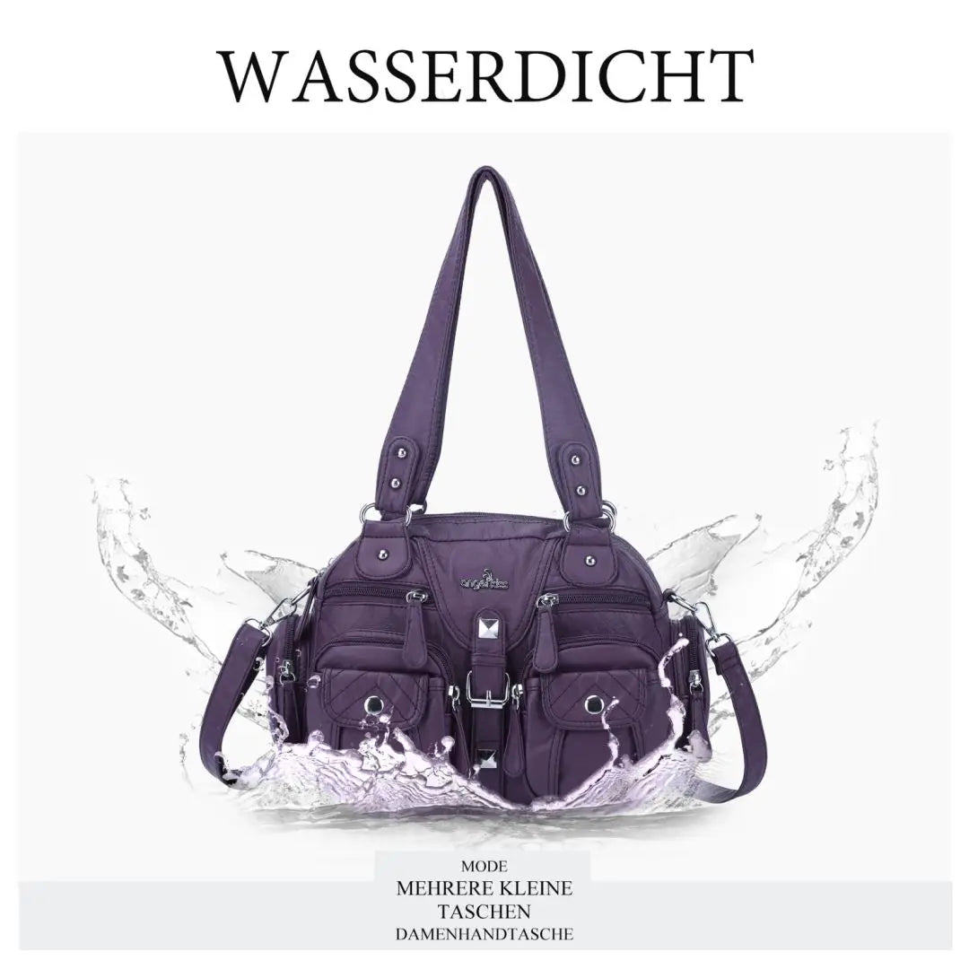 Women Small Handbags Satchel Top-handle Handbag PU Shoulder Bag 8”x11” Dumpling Pack Multi-pockets Shoulder Bag