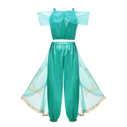 Jasmine Princess Dress Princess Dress Up Of Aladdin The Magic Lamp Costume Girls Birthday Party Halloween Fantasy Top Pants