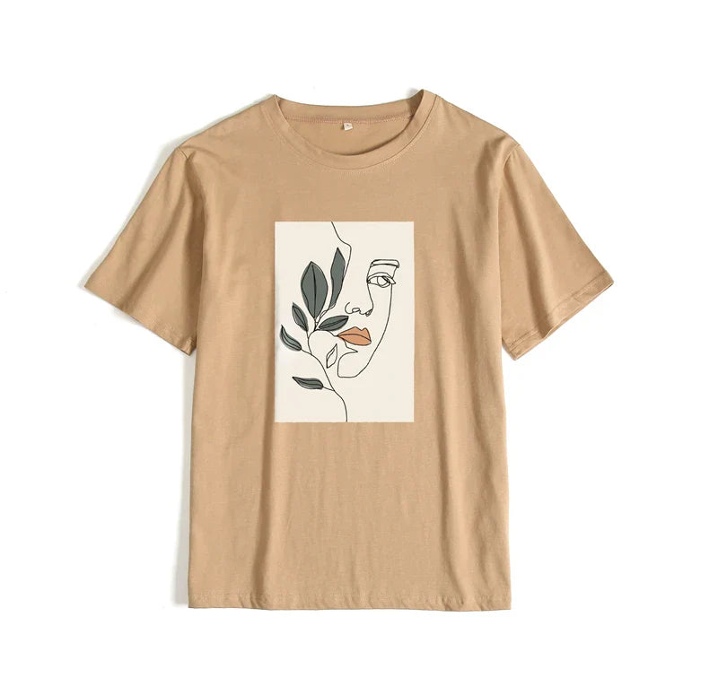 Gothic Graphic T Shirt Women 2023 Summer New Oversized Cotton Tees Casual Aesthetic Character Printed O Neck Tops