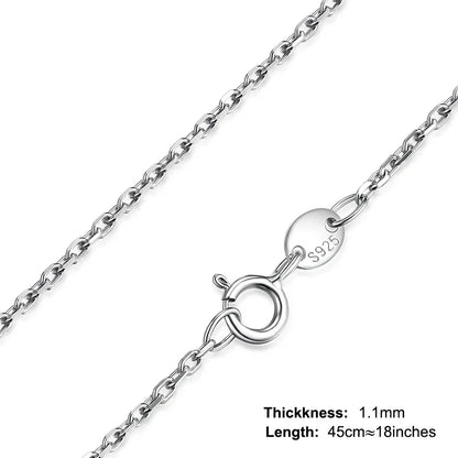 Genuine 100% 925 Sterling Silver Necklace Ingot Twisted Trace Belcher Snake Bar Singapore Box Chain Necklace Women