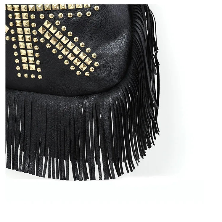 Fashion Rivet Crossbody Shoulder Bags For Women Brand Designer Large Capacity Ladies Handbags Long Tassel Female Messenger Bags