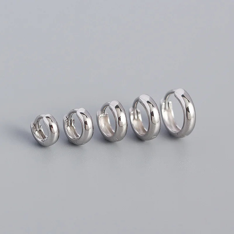 925 Sterling Silver Minimalism Punk Rock Wide Hoop Earrings for Women Men Fashion Gothic Bohe Huggie Ear Buckle Jewelry
