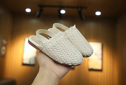 Spring Summer Girls Shoes Weaven Knitted Design Children Flat Shoes Kids Summer Sandals Princess Sweet Soft Fashion For Toddlers
