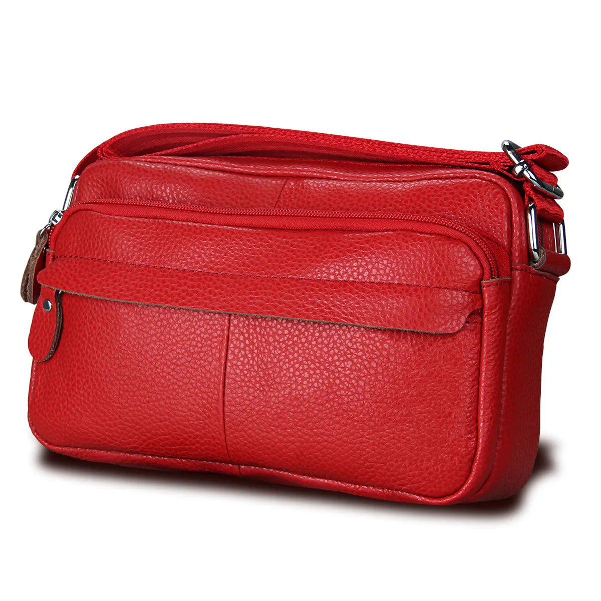 Genuine Cow Leather Casual Women Handbags Korean Single Zipper Solid Messenger Bags Soft Phone Pocket Crossbody Female Box Bag