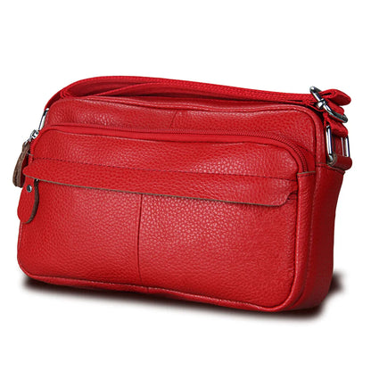 Genuine Cow Leather Casual Women Handbags Korean Single Zipper Solid Messenger Bags Soft Phone Pocket Crossbody Female Box Bag