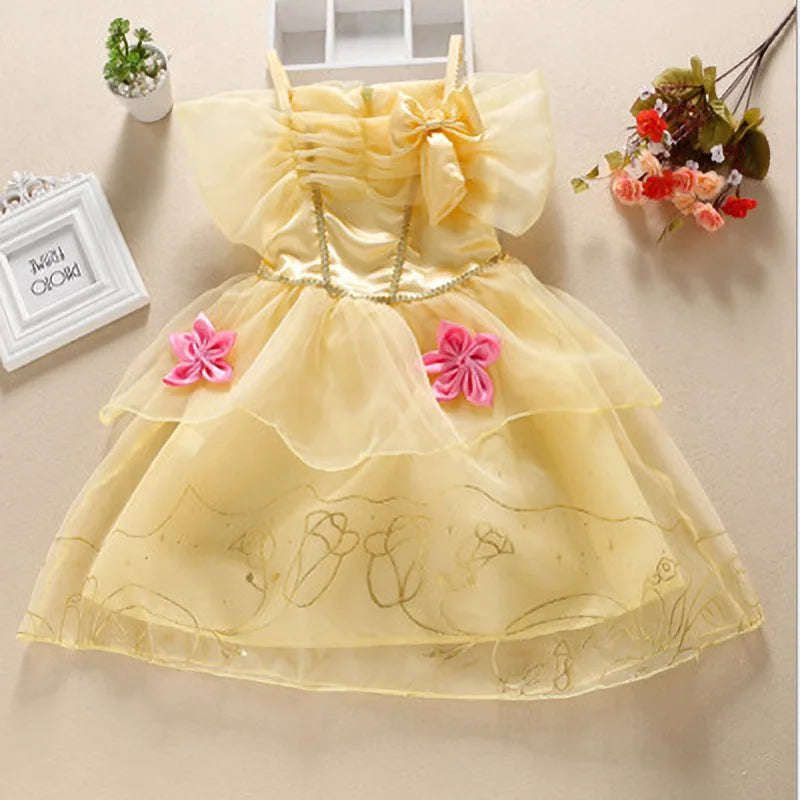 Children Princess Fancy Costume Girls New Rapunzel Anna Dress Kids Christmas Cosplay Belle Aurora Sofia Birthday Party Clothes