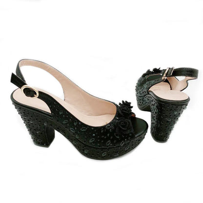Italian Women Shoes and Bag Set Decorated with Rhinestone In Party African Italian Shoes and Bag Set Party Shoes Bag