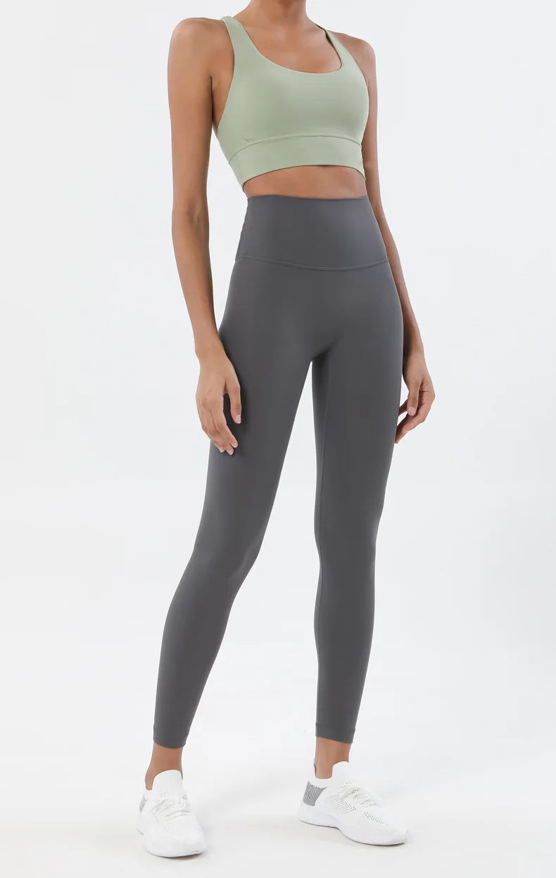 SOISOU Nylon Yoga Set Women's Tracksuit Gym Fitness Set Woman 2 Pieces Leggings Sports Bra Breathable Sportwear Woman Clothes
