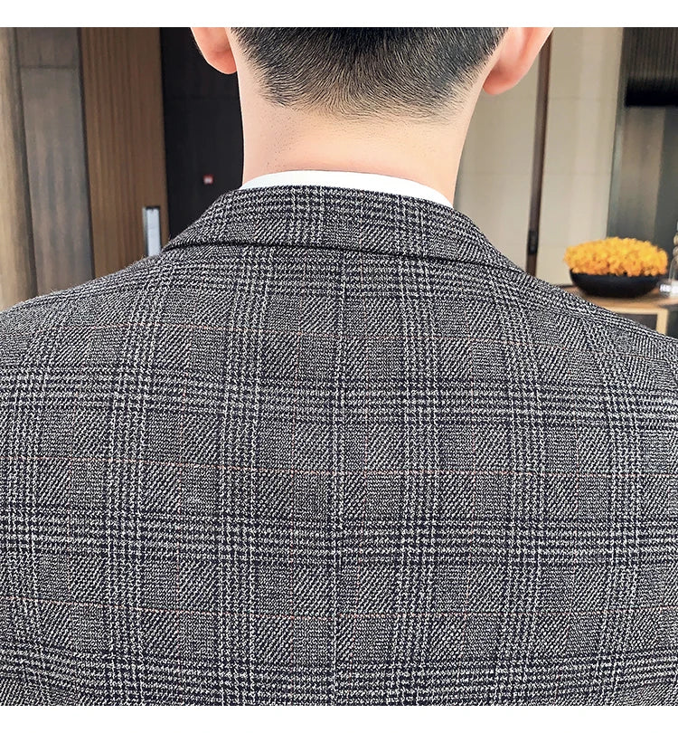 S-7XL Jacket + Pants / Luxurious High -end Brand Solid Color Men's Casual Business Slim Suit Two -piece Suit Groom Wedding Suit