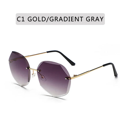 Sunglasses Women Ocean Water Cut Trimmed Lens Metal Temples Sun Glasses