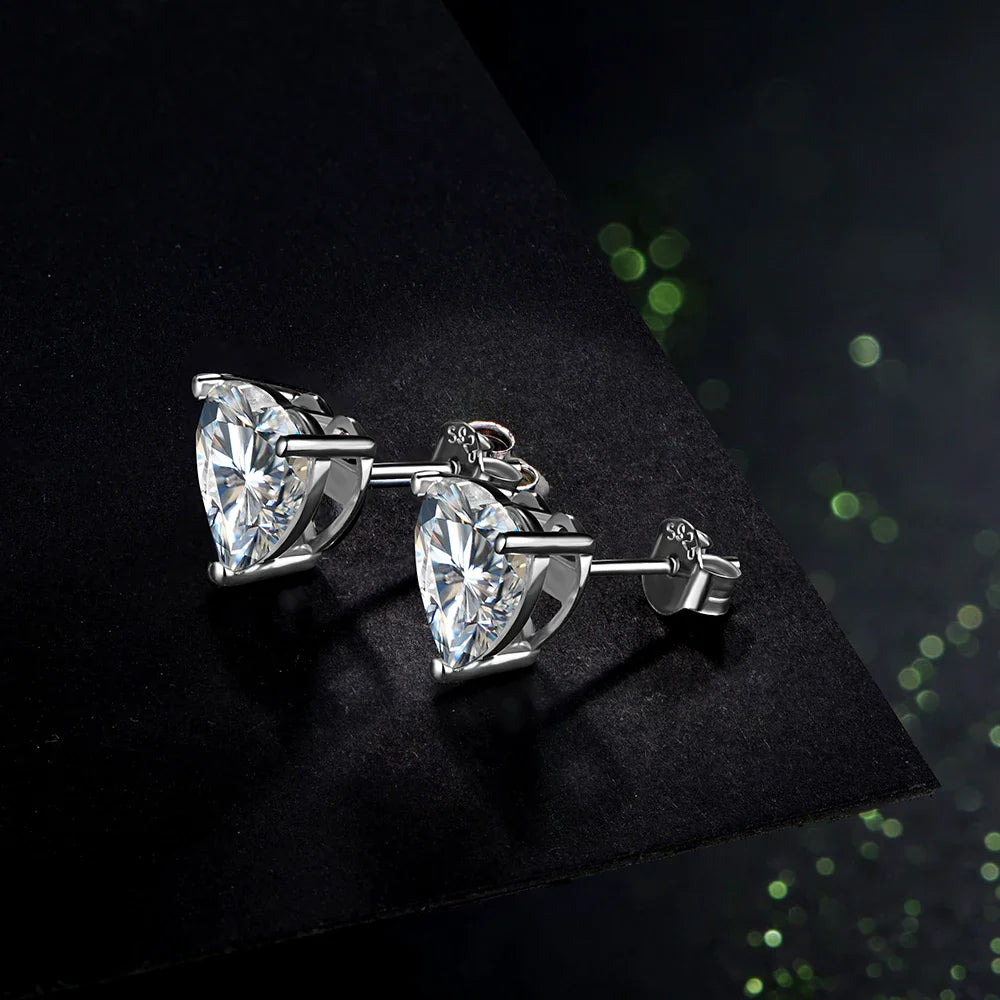 Heart Moissanite Diamond Earrings 925 Sterling Silver Jewellery Statement Stud Earrings For Women Fine Jewelry