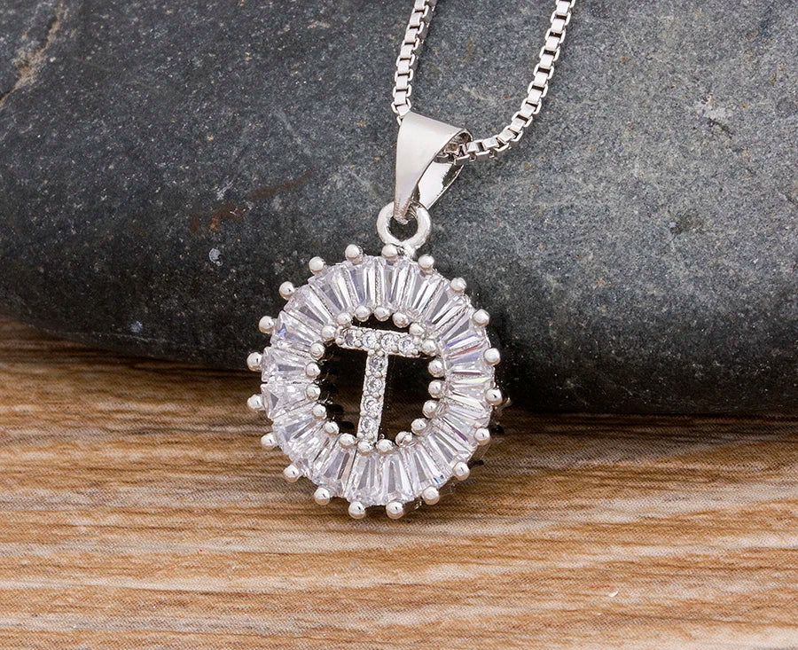 2 Colors Initial Letter Pendant 26 Letters Charm Name Necklace Top Quality Copper Zircon Jewelry Birthday Gift